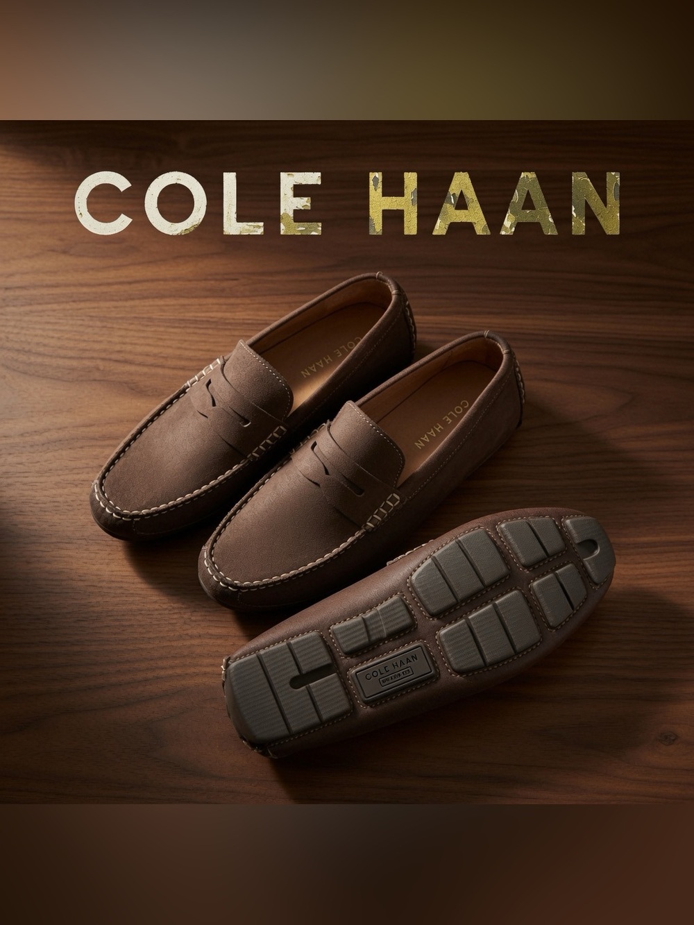 Cole Haan Grand 360 Men's Penny Loafers Dark Rich Brown Suede Size 7.5 M